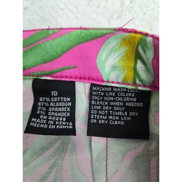 Erika Womens Pink Floral Capri Pants Size 10 Tropical Print Cotton/Spandex Blend - Picture 4 of 6